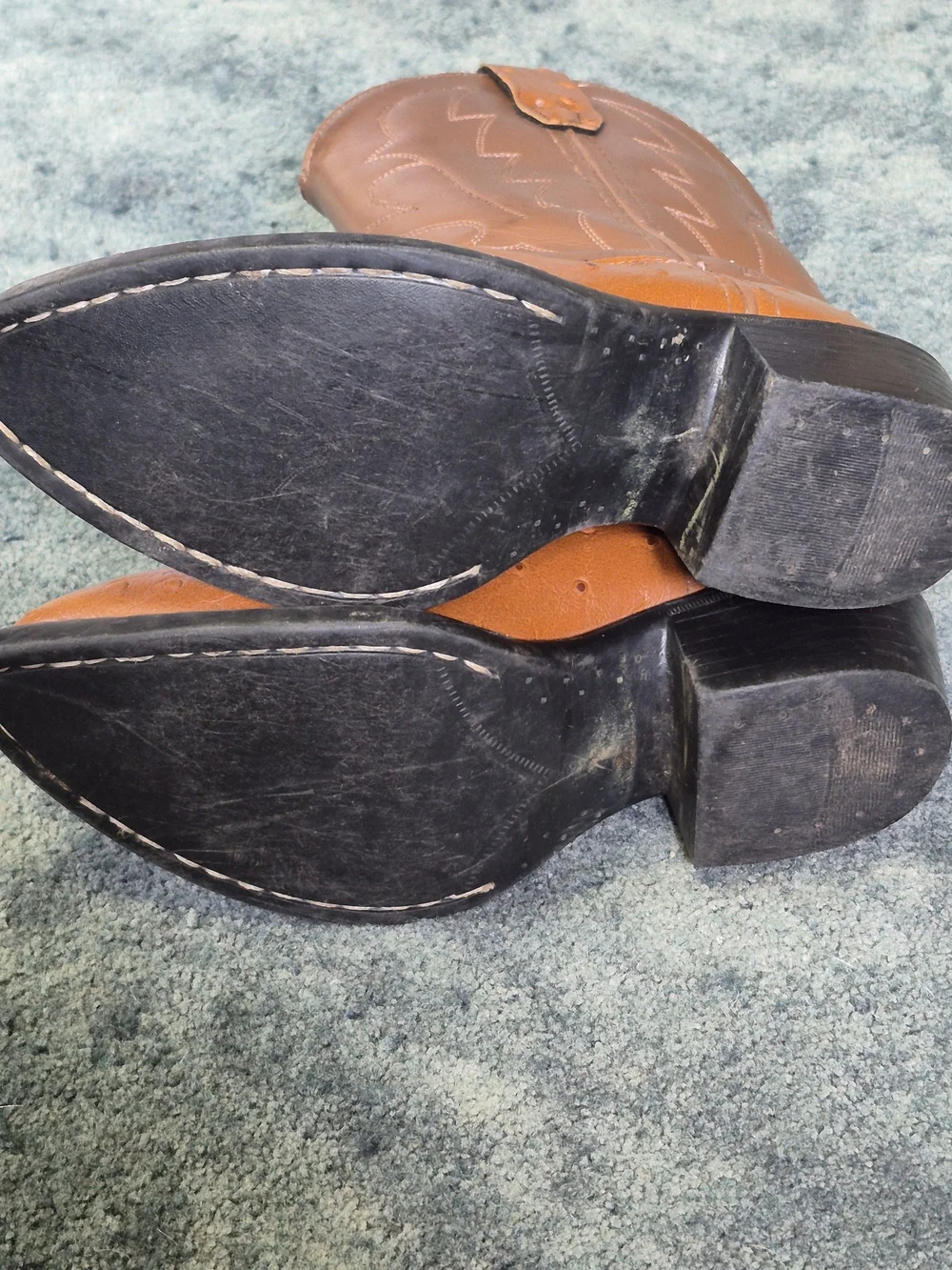 Old West Brown and Tan Kids Western Cowboy Boots Size 13 D